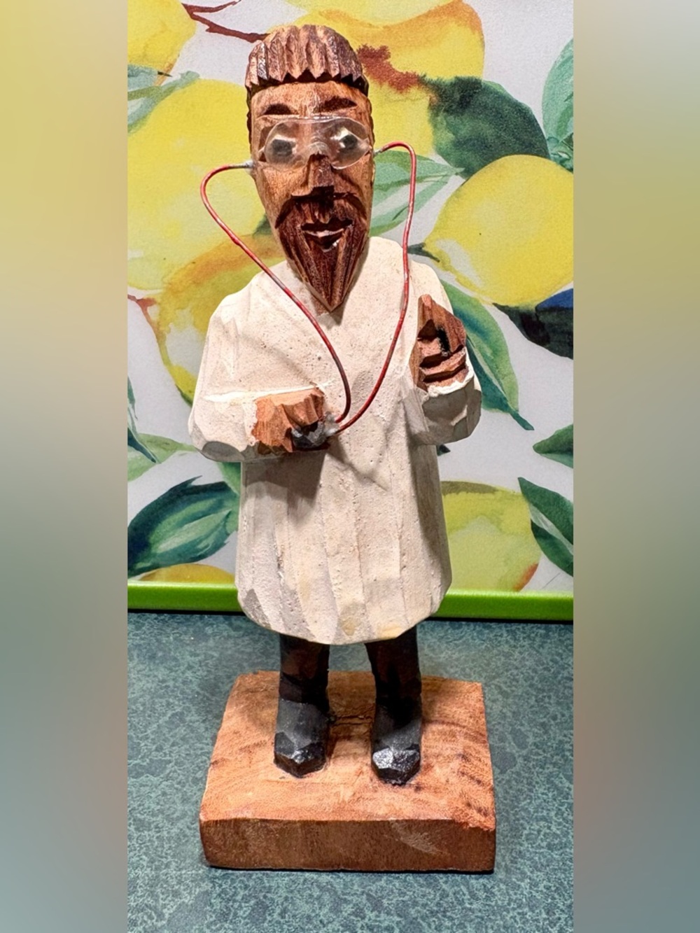 Hand-Carved Wooden Doctor Figurine